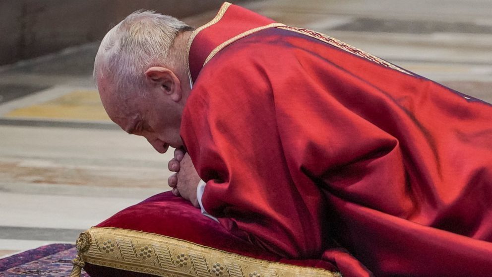 The Pope praying on Good Friday